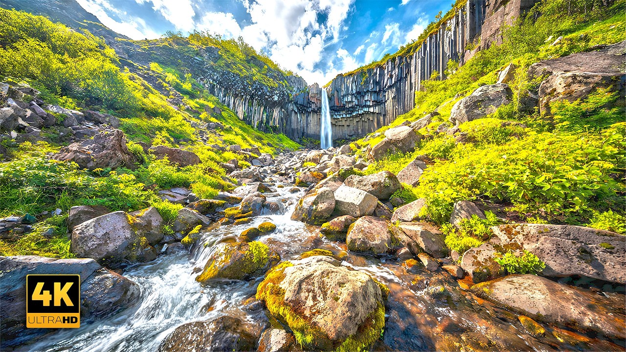 Beautiful Waterfall in Nature | Relaxing 4K Ambience