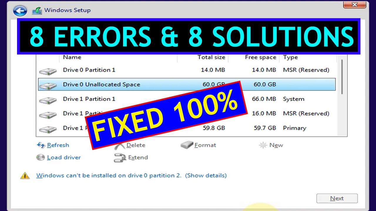 Windows Can't Installed on Drive 0 Partition 1 | Windows 11/10 Cannot be Installed on This Drive