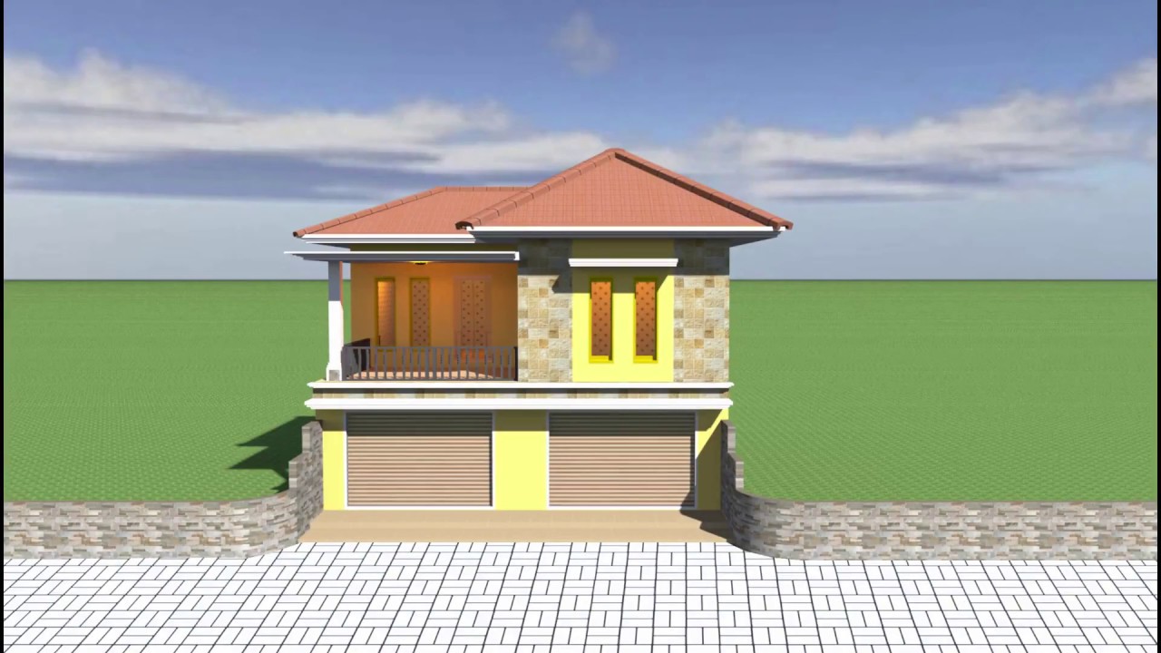 Desain rumah minimalis 2 lantai dan toko Sweet home 3d