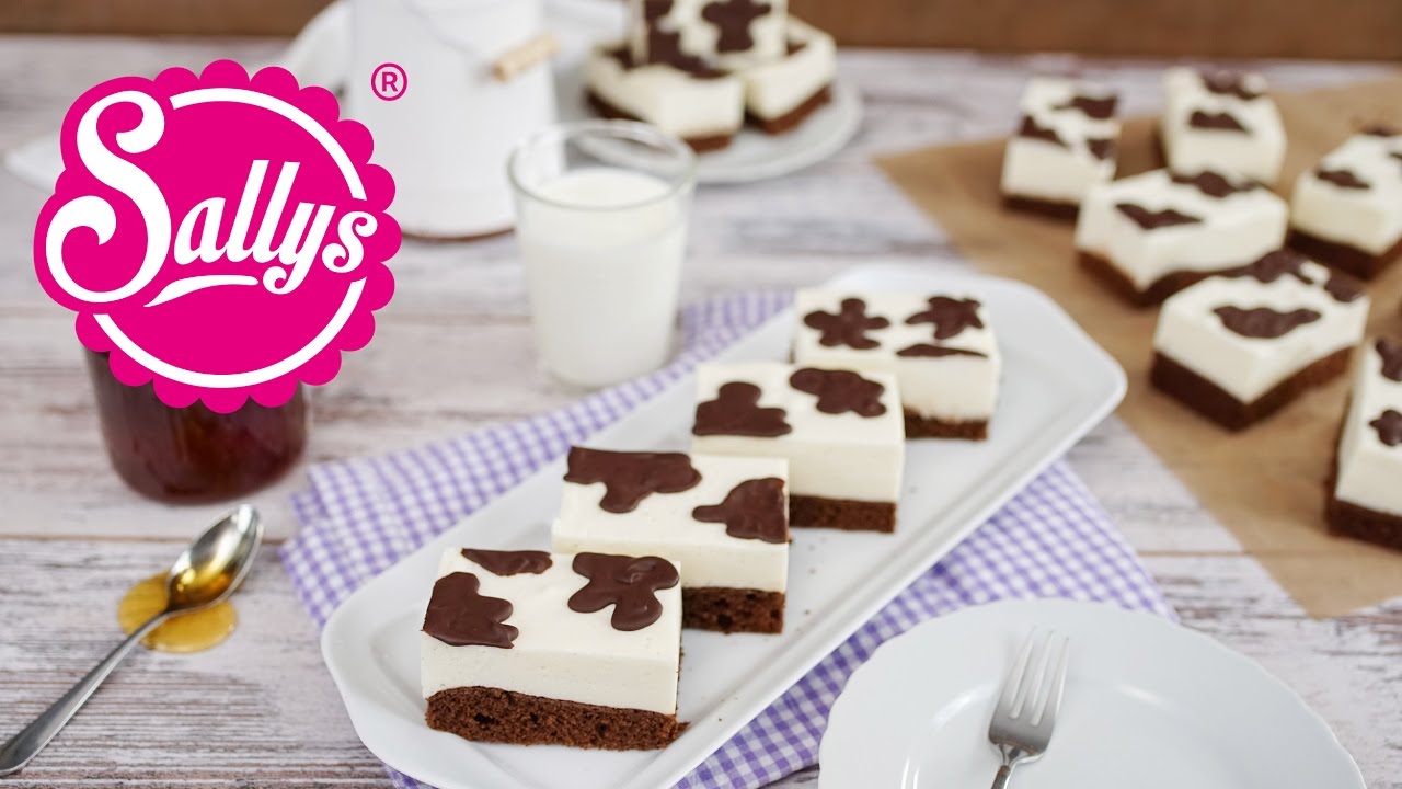 Kuhschnitte / einfacher Blechkuchen mit Milchcreme & Kuhflecken / Sallys Welt