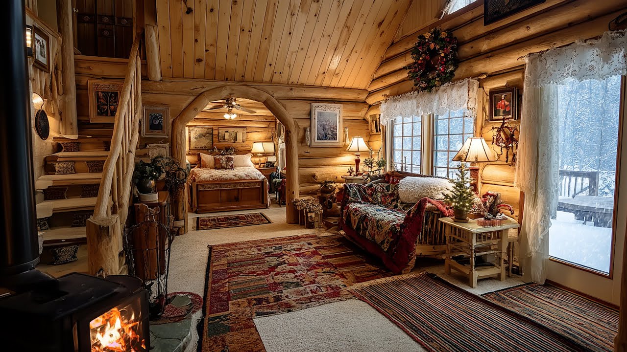 🔴The Old Cabin Keeping Warm Silence | Cozy Fireplace Sounds for Sleep and Lingering Peace Ease 🔥💤