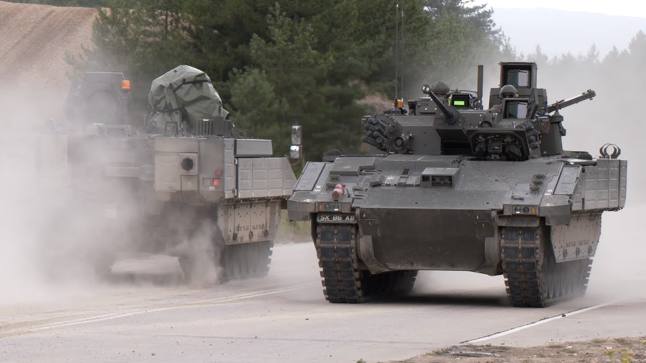 Varients of new Ajax armoured vehicles on the driving range 🪖