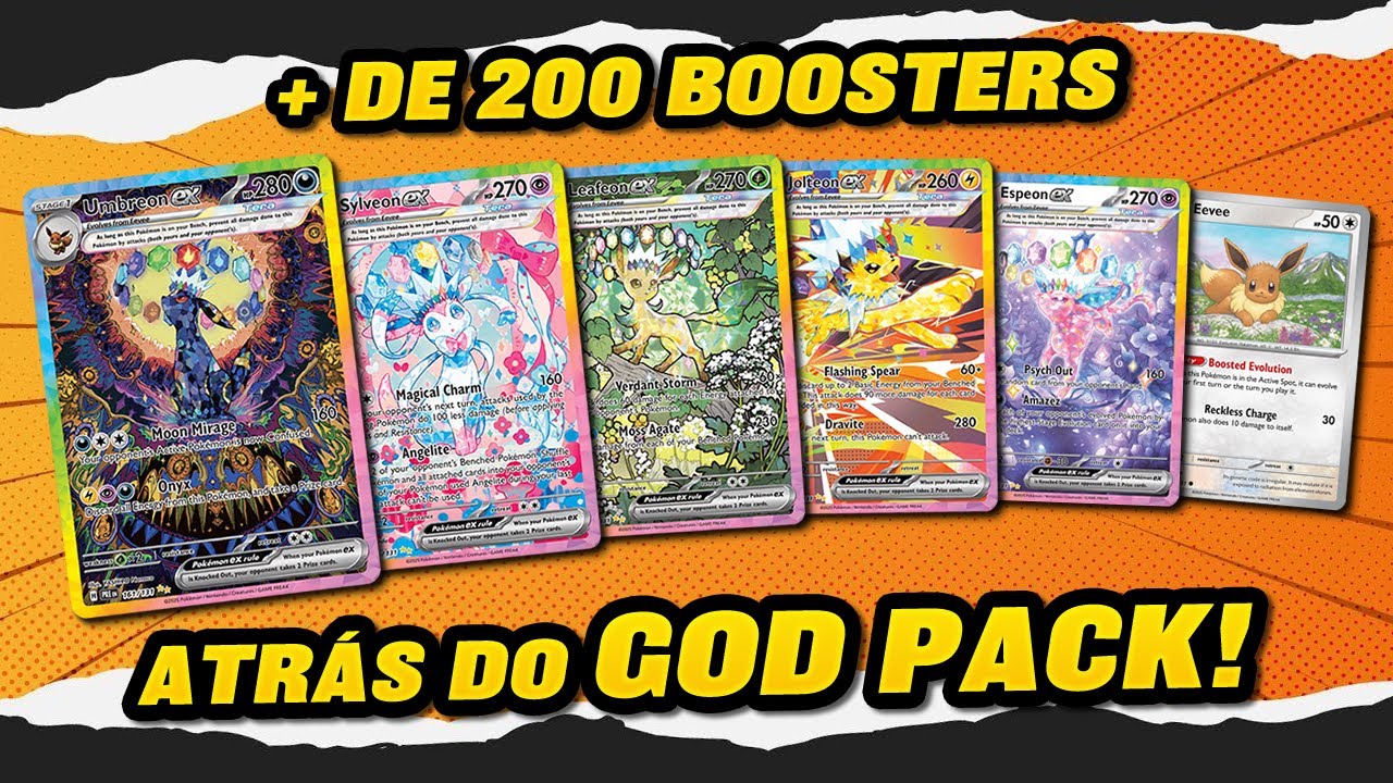 Abrindo 200 Boosters de Evolu&ccedil;&otilde;es Prism&aacute;ticas at&eacute; sair o GOD PACK - Pok&eacute;mon TCG