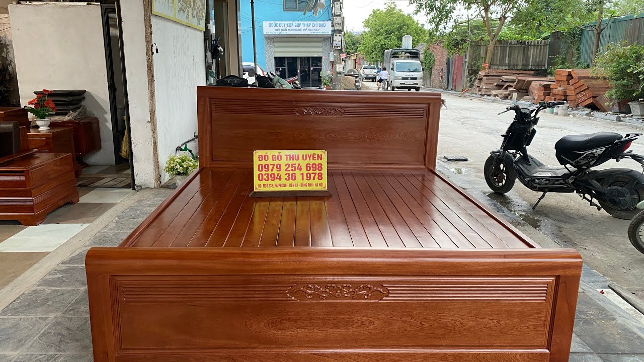Giường gỗ lát dài m8-mẫu hiện đại-Giá:12tr-Lh:0979-254-698 