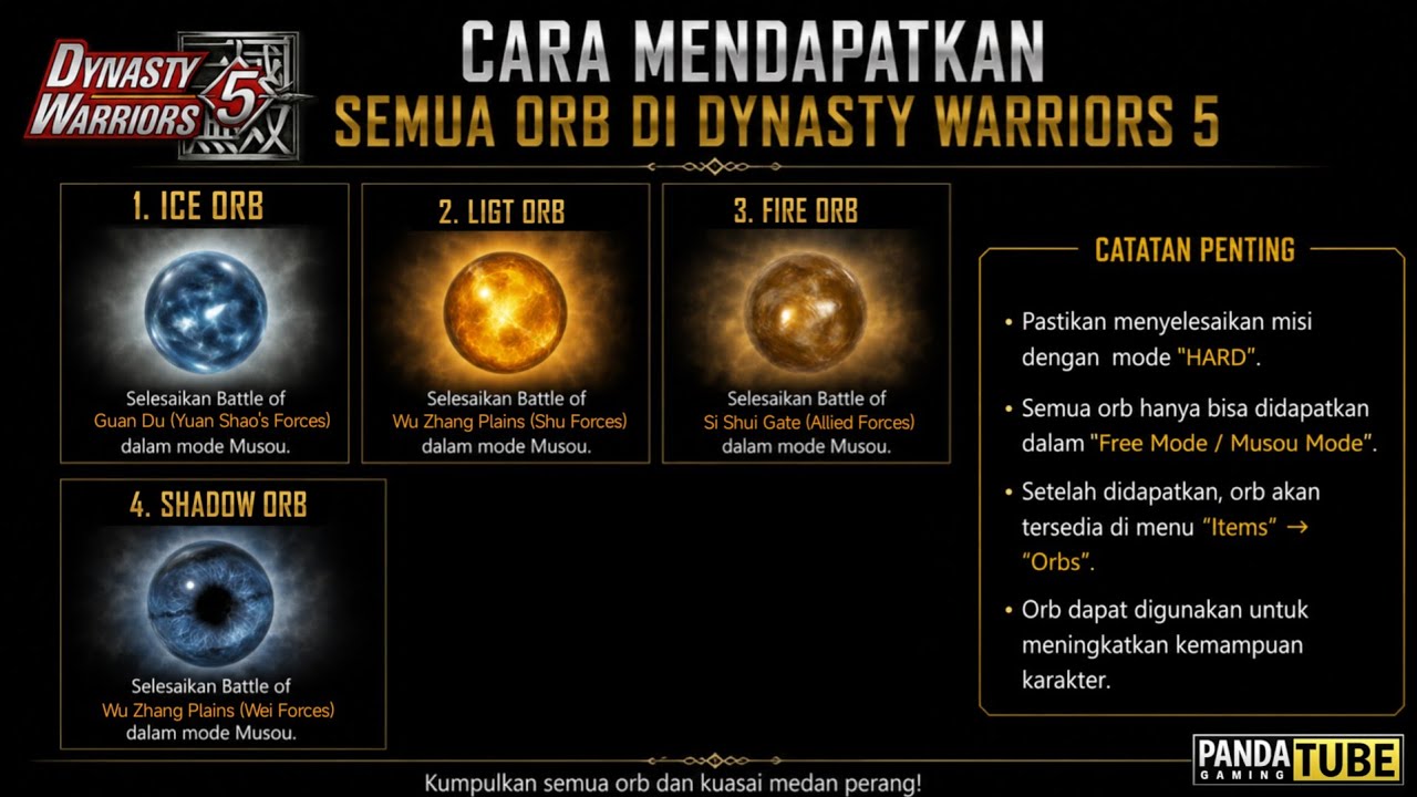 Dynasty Warriors 5 PS2 - Cara Mendapatkan Semua Item Orb