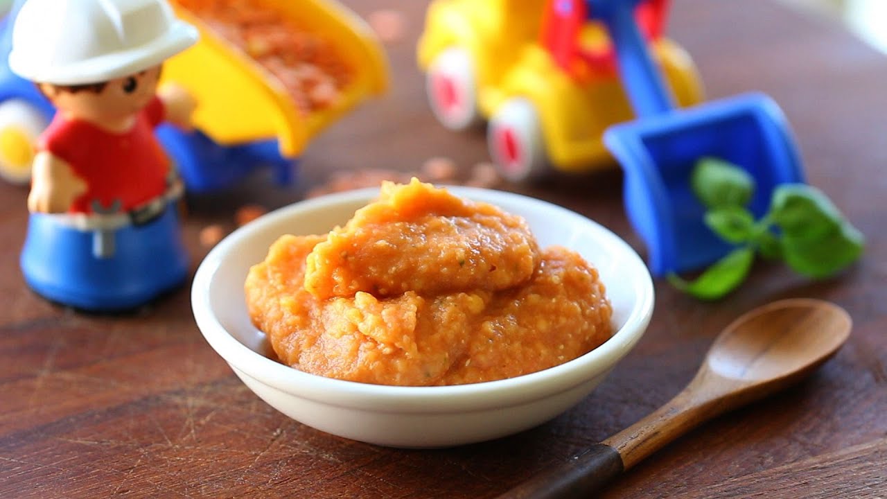 Red lentils tomato puree - baby food recipe +9M