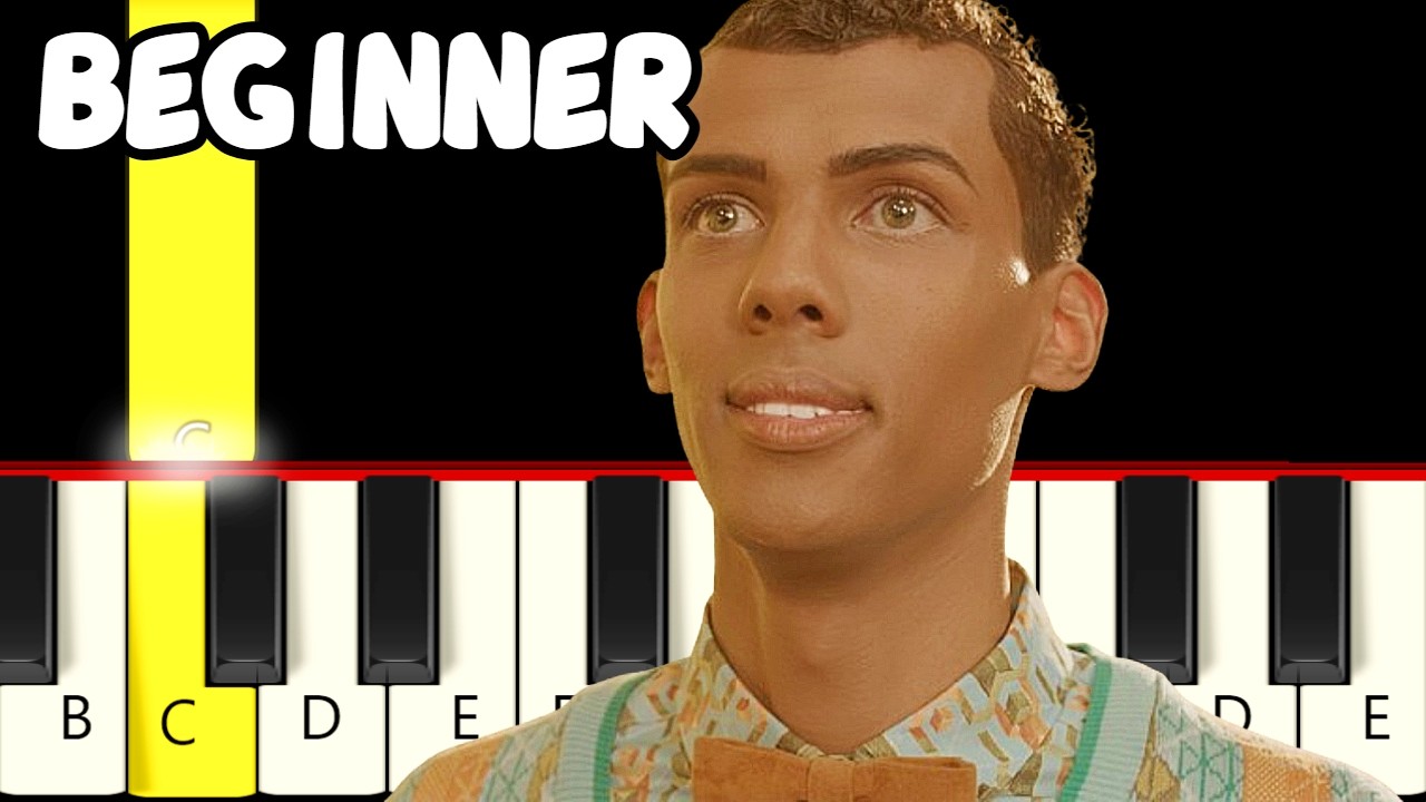 Papaoutai - Stromae - Fast and Slow (Easy) Piano Tutorial (Melody only) - Beginner