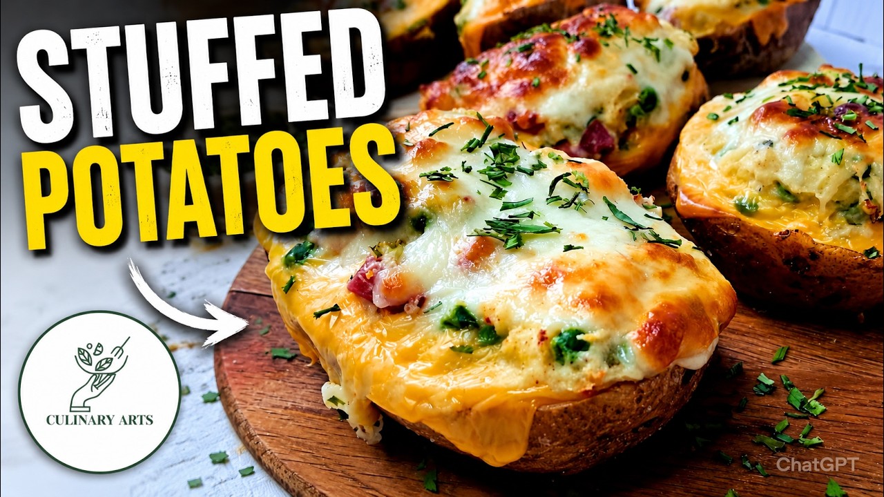 Stuffed Potatoes with Ham and Lots of Cheese