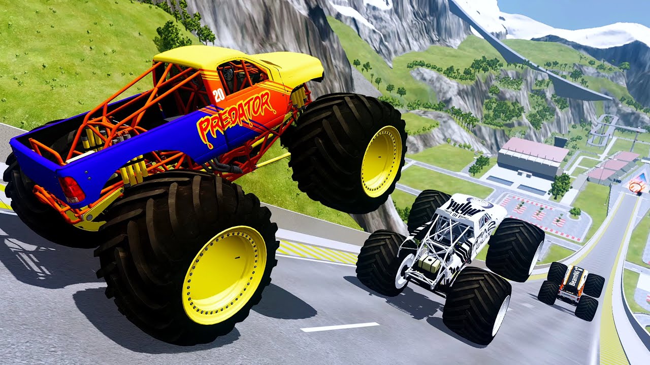 Epic High Speed monster trucks jumps stunts & crashes #038 | BeamNG Drive