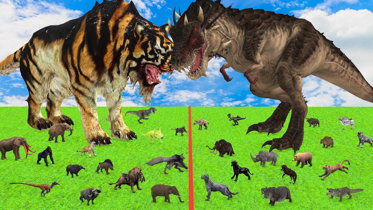 Epic Battle Prehistoric Elephant vs T-Rex Dinosaurs Vs 43 Wild Animals Animal Revolt Battle Simulato