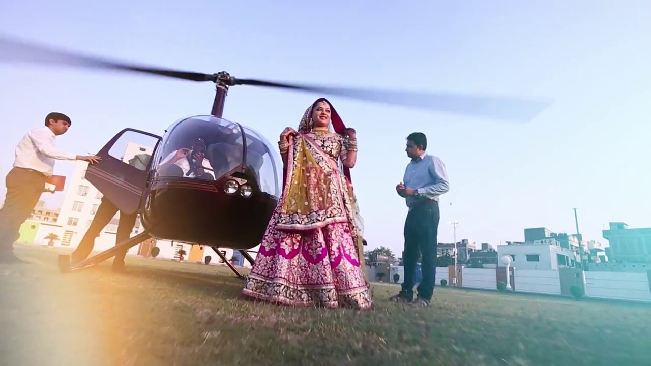 BEUTIFUL BRIDE ENTRY IN HELICOPTER I DEV'S PHOTO I