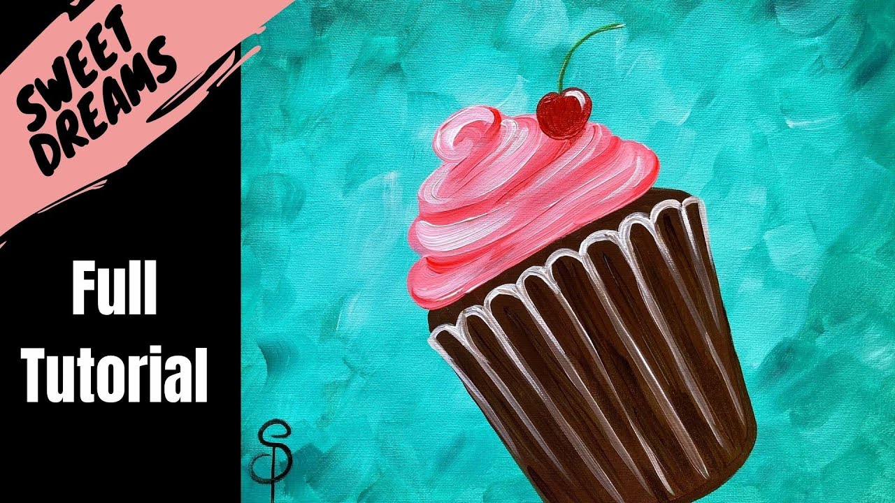 🧁 EP98 - 'Sweet Dreams' Easy acrylic cupcake painting tutorial for Valentine's Day
