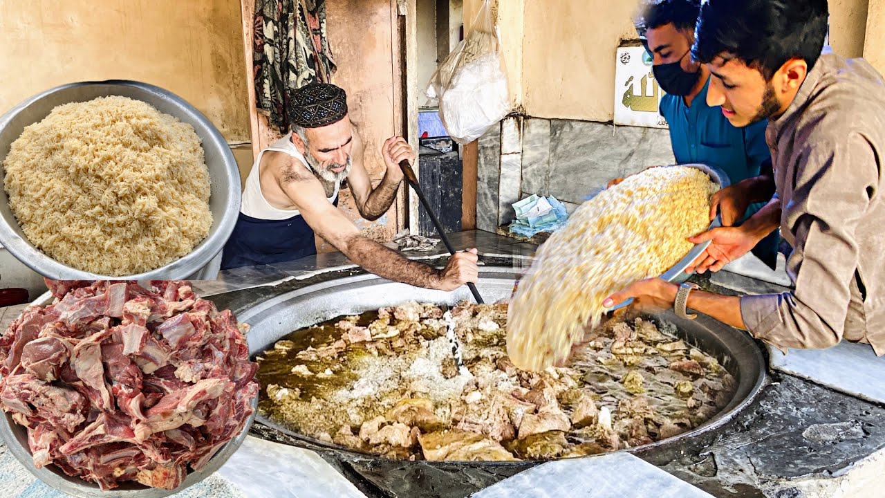 LEGENDARY Traditional AFGHANI Kabuli PULAO Recipe | Huge 300+ KG Afghani Meat PULAO Prepared