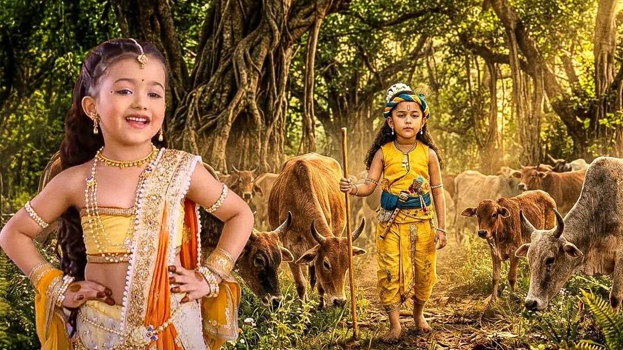 कृष्ण गाय चरने गए जंगल में   || Yashomati Maiyaa Ke Nandlala ||