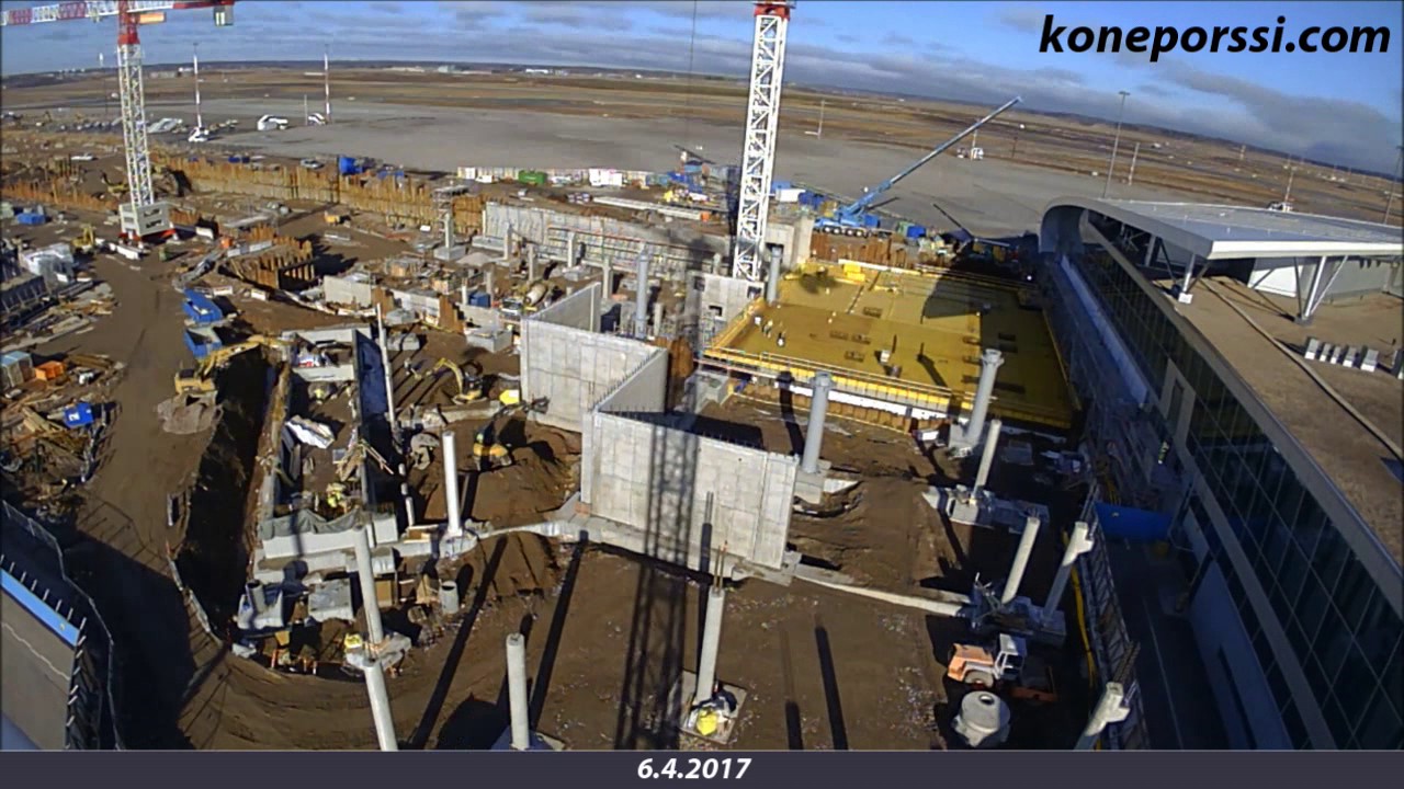 Helsinki-Vantaa airport extension (non-Schengen terminals) construction site on April 2017.