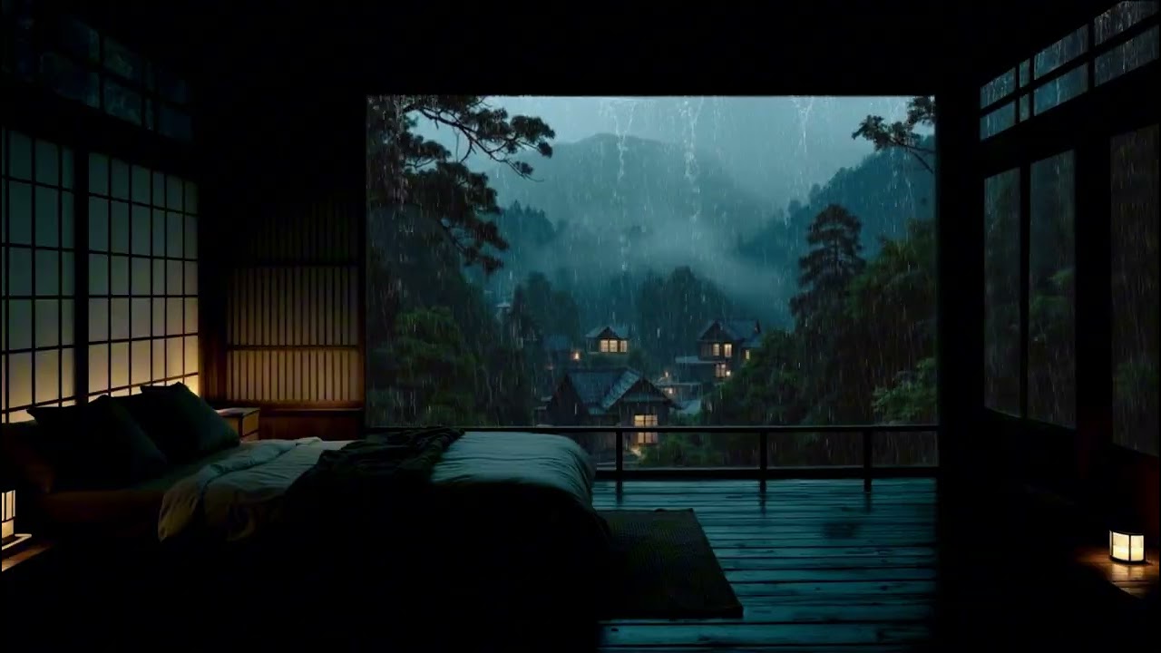 Rain Ambience with Calm Piano in a Dark Room (No Ads) | Sleep, Focus & Inner Peace