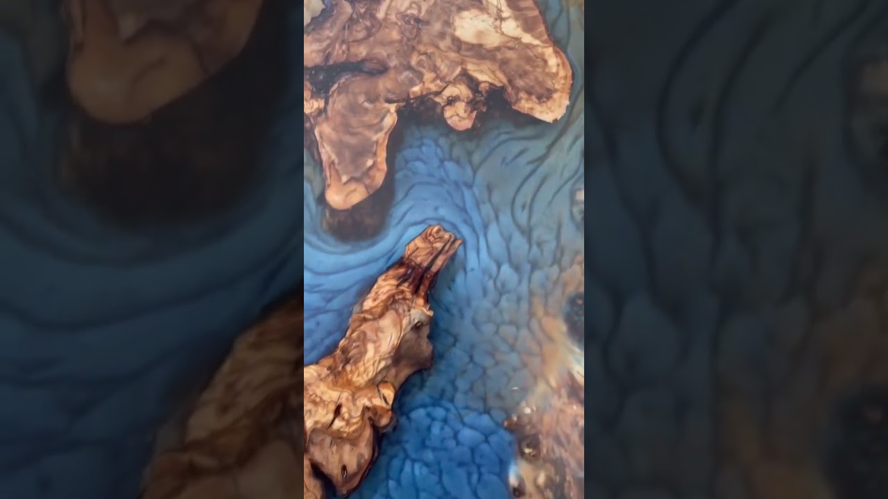 Olive wood, blue and gold