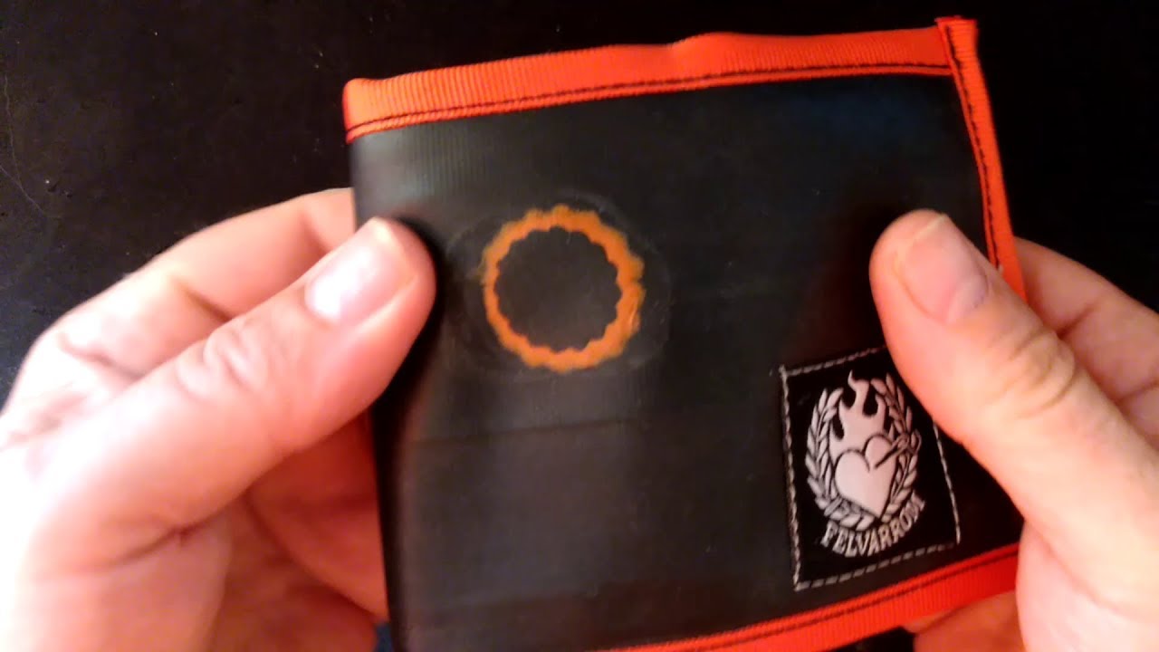 A wallet made from recycled inner tubes