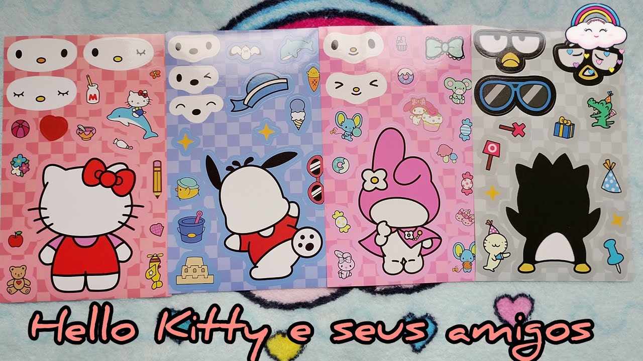 🌼 Faça você mesmo 🌼 Faça um rosto, com adesivos você mesmo - Hello Kitty e seus amigos.