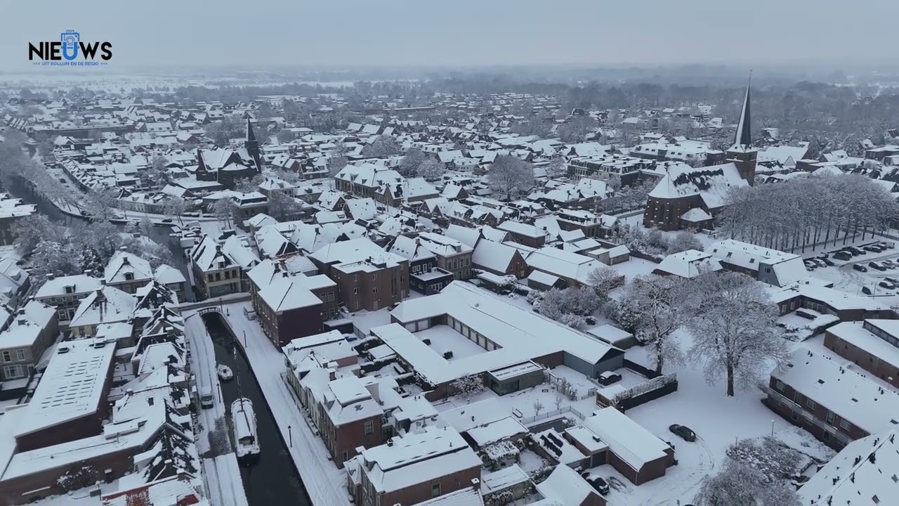 DRONE: Sneeuwdeken over Kollum