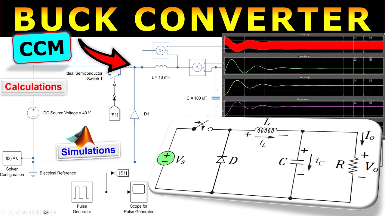 DC-DC Buck Converter - Continuous Conduction Mode ⚡ Power Electronics Calculation & MATLAB/Simulink