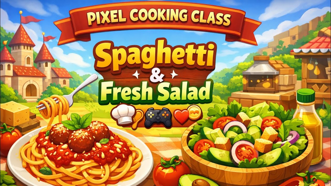 Spaghetti & Fresh Salad Recipe 🍝🥗| #cookinggame 
