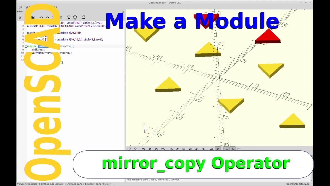 OpenSCAD - Утилита - Модуль mirror_copy()