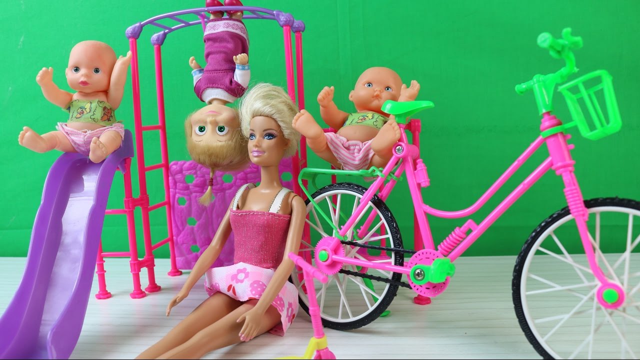 Maşa Barbie ve İkiz Bebekler Bisiklet Sürüyorlar - Maşa Barbie Türkçe Çizgi Film