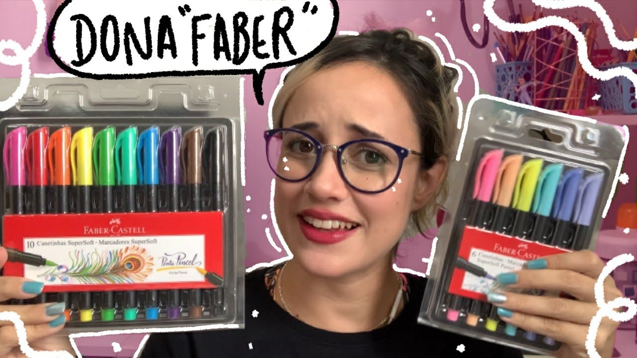 MARCADORES SUPERSOFT FABER CASTELL:REVIEW+TESTANDO NOS DESENHOS!😱CHOCADA com DONA FABER! #lettering