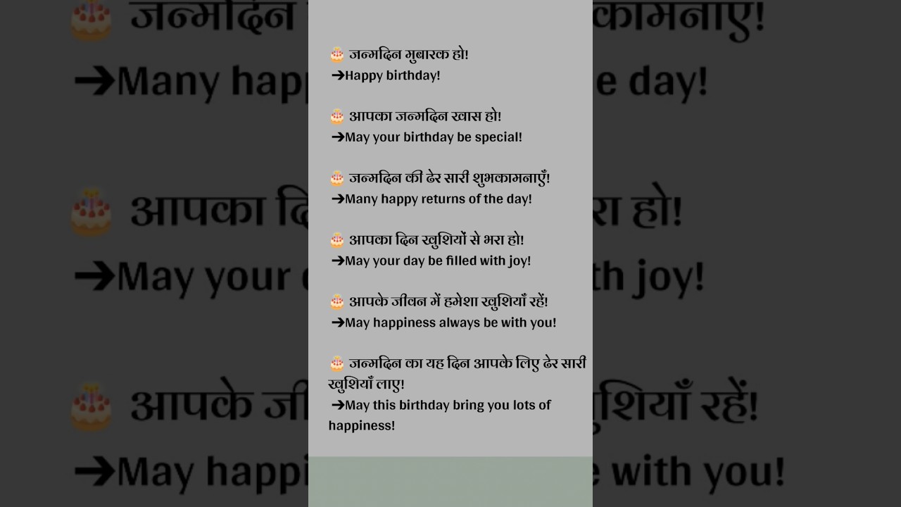 Beautiful Birthday Wishes in Hindi & English 🎉 #learnenglish #english |