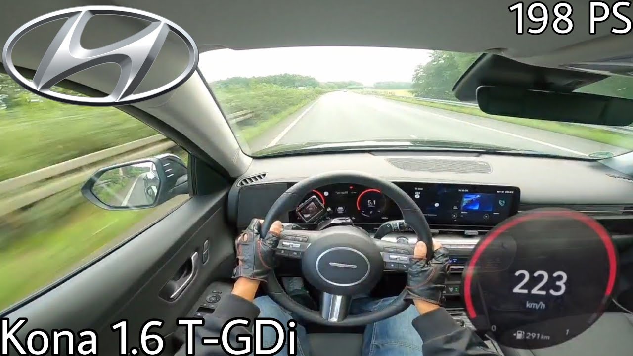 2023 Hyundai Kona 1.6 T-GDi (198 PS) POV Testdrive AUTOBAHN Beschleunigung & Topspeed