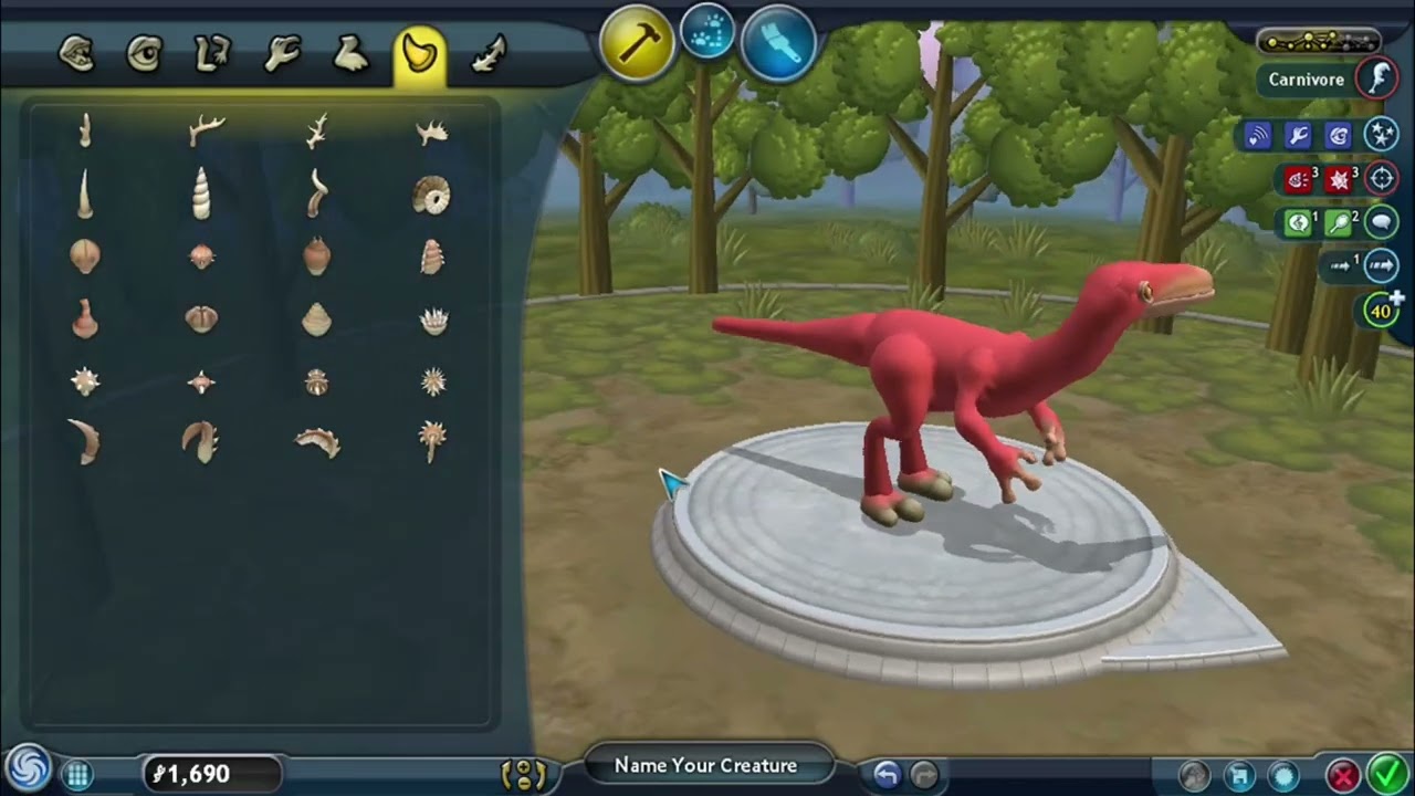 making a herrerasaurus in Spore