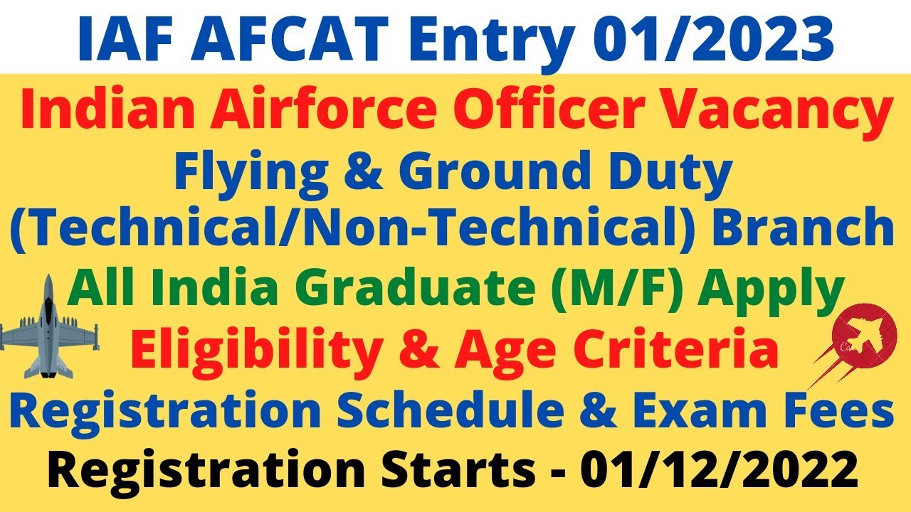 AFCAT 01/2023 Application Form | IAF Registration Starts | Eligibility & Age Limit | Graduate Apply