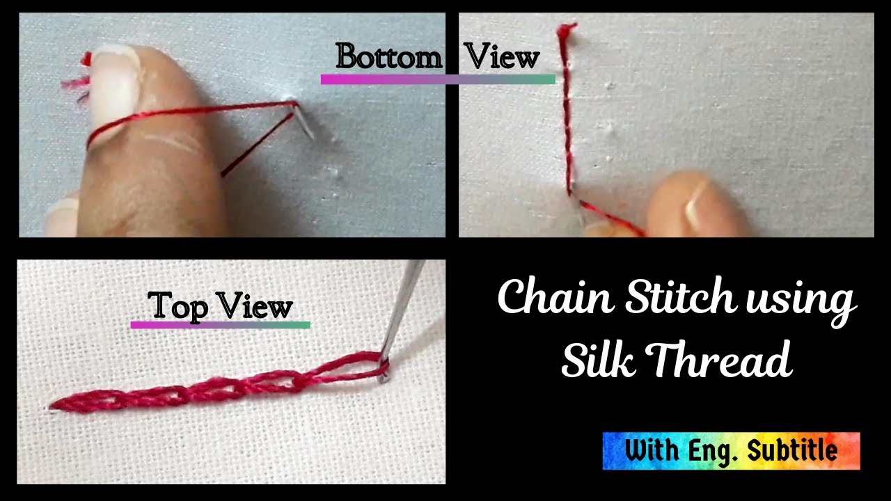 Aari chain stitch using silk thread in Tamil with Eng. subtitle