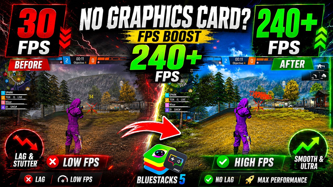 Fix Free Fire Lag & Increase FPS in BlueStacks 5 / MSI 5 (Low End PC 2026) Unlock Fps 240+