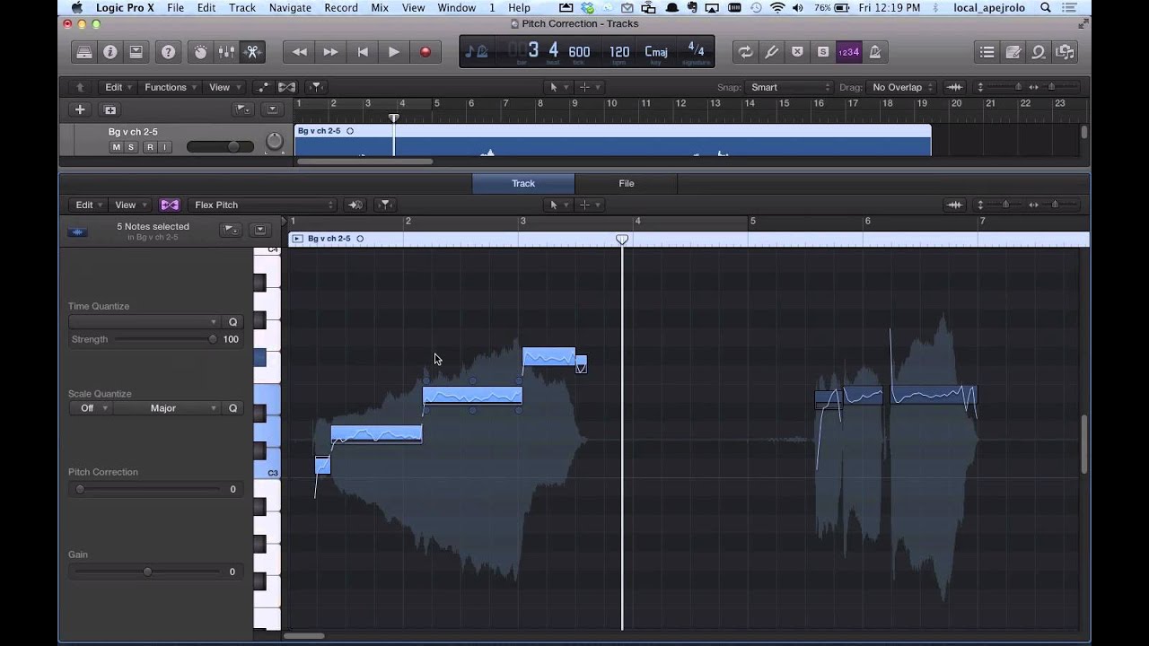 Коррекция высоты тона в Logic Pro X