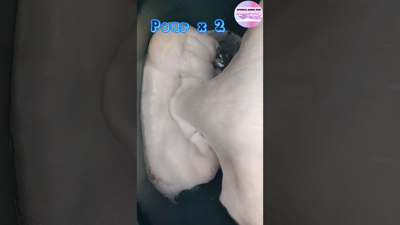 ASMR Recycled rinse water & thick suds pour🤍🫧 #shorts #asmrsponge #pour #spongerinsing