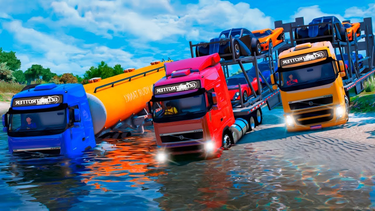 DESAFIEI MEUS AMIGOS A ATRAVESSAR UM RIO COM NOSSOS CAMINHÕES no GTA 5