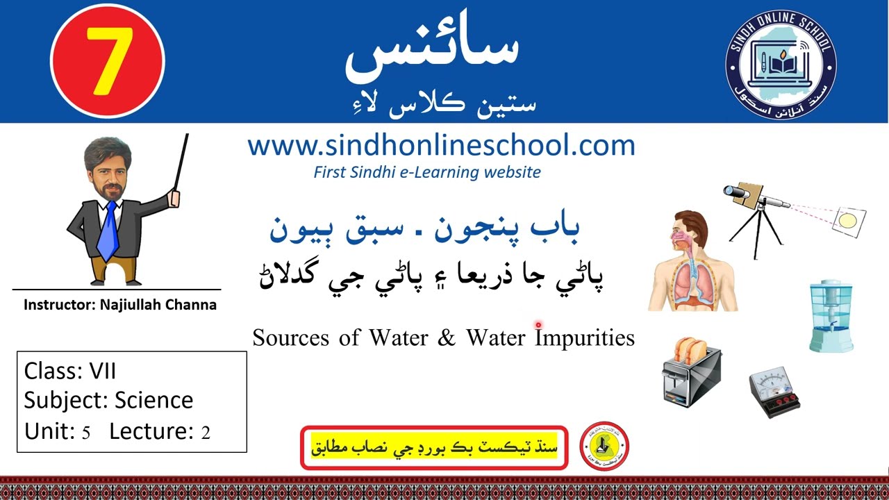Sources of water and water impurities | Science Class 7| Chapter 5| Lecture 2| Sindh Online School