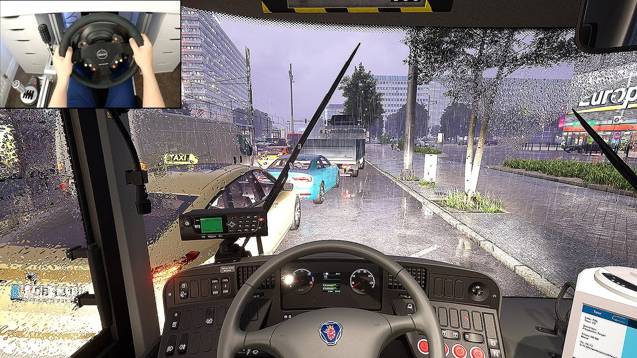 DRIVING A BUS IN A THUNDERSTORM - THE BUS (Steering Wheel + Shifter) Gameplay