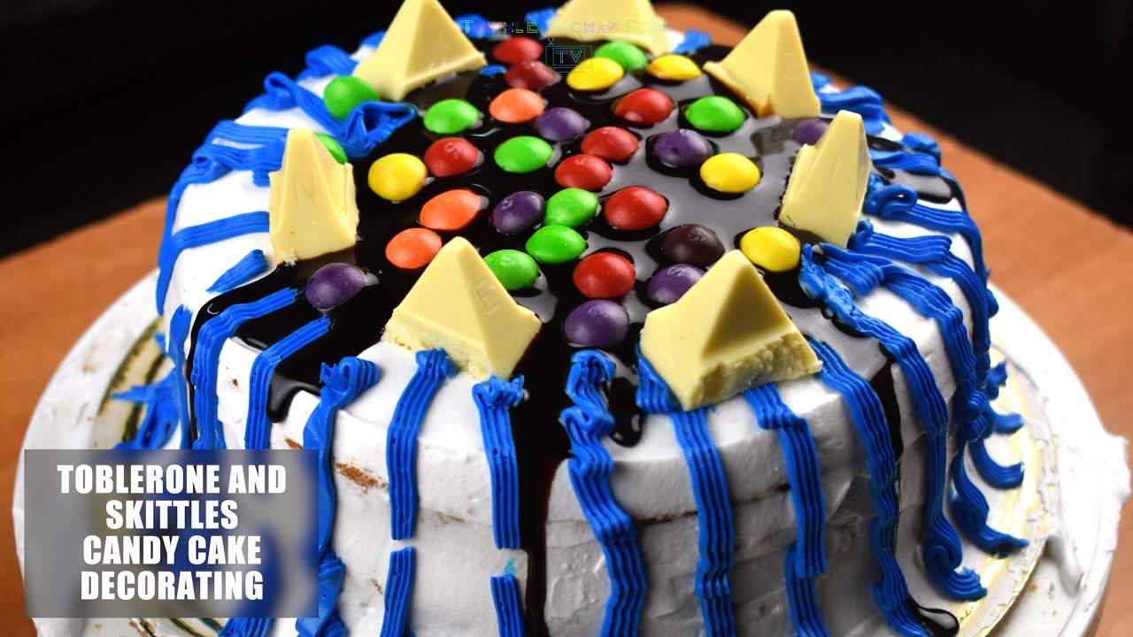 Cake Decorating Idea | White Toblerone Chocolate And skittles Fruits Candy | Cake decoration at home