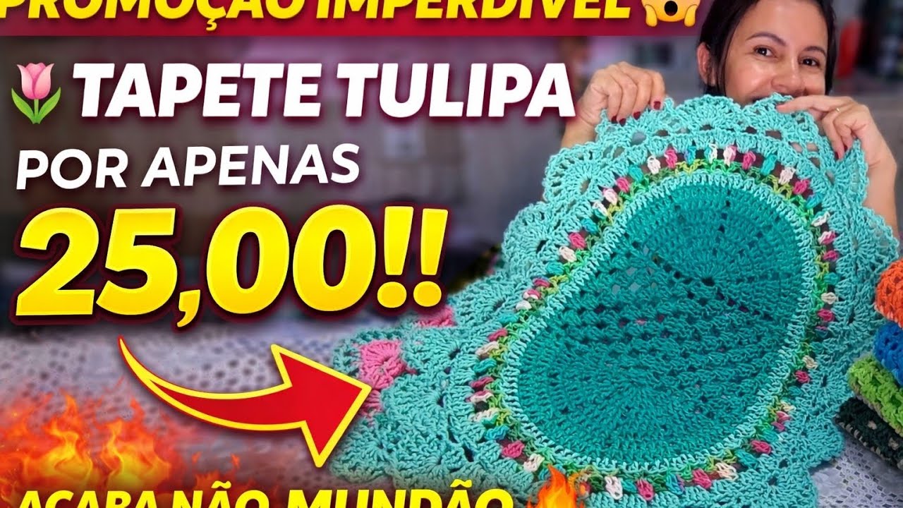 6 TAPETES DE TULIPA💲25,00 🌷 Uma Combinação Perfeita pra Vender Muito!#tapetedecroche 