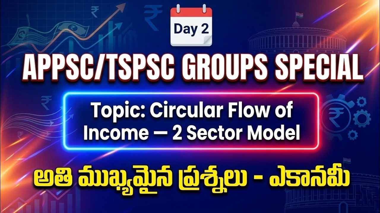 Indian Economy in తెలుగు - circular flow of income 2 sector model| imp mcqs | Tspsc| SSC | RRB NTPC