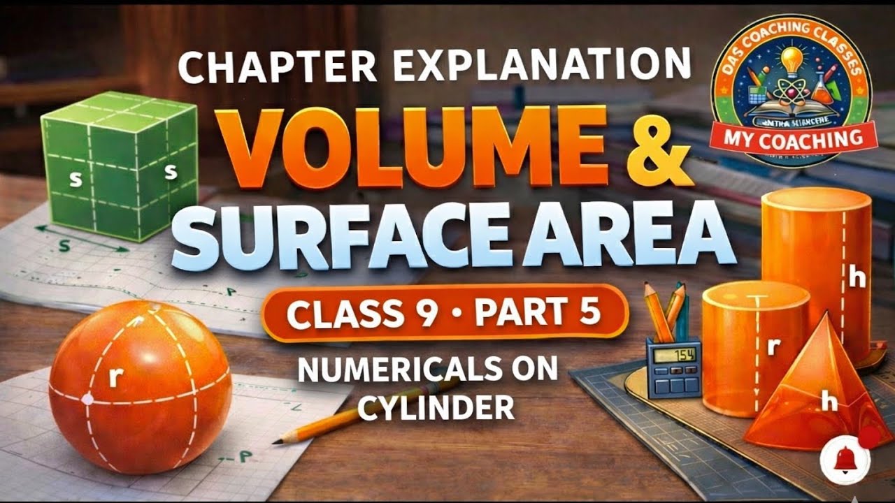 Part 5 -Numericals on cylinder || Class 9 || Volume and surface area of solids 