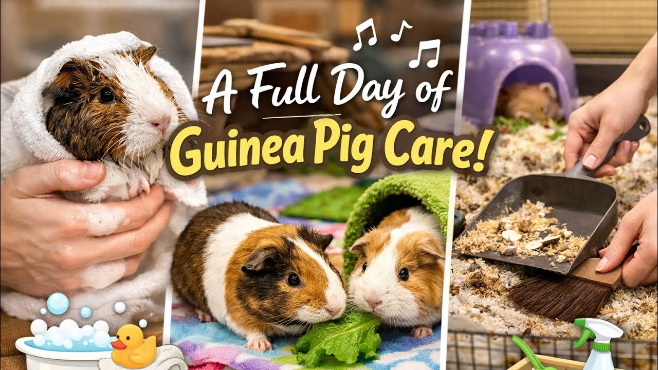 Baths, Floor Time and Cleaning Cages for My 4 Adorable Guinea Pigs 🐹💕