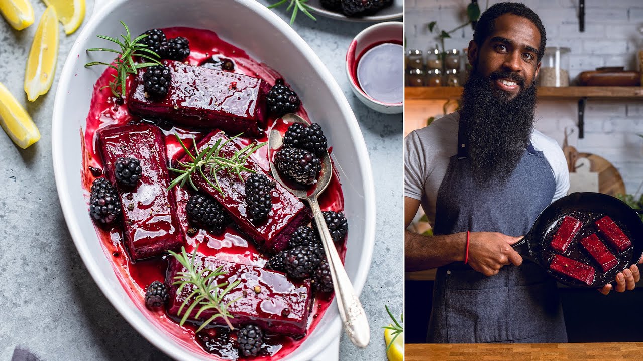 A dish to wow! Baked Tofu with Maple Blackberry Ginger Glaze