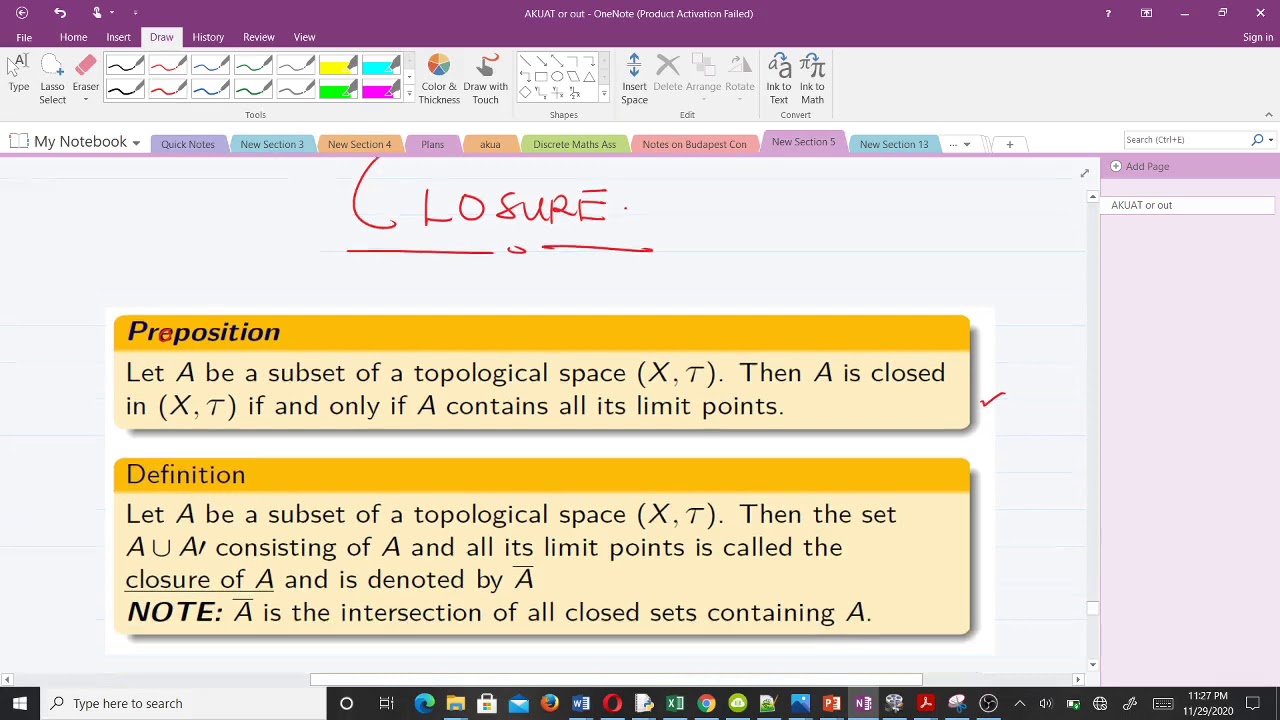 Limit Points and Closure (Topological Spaces)