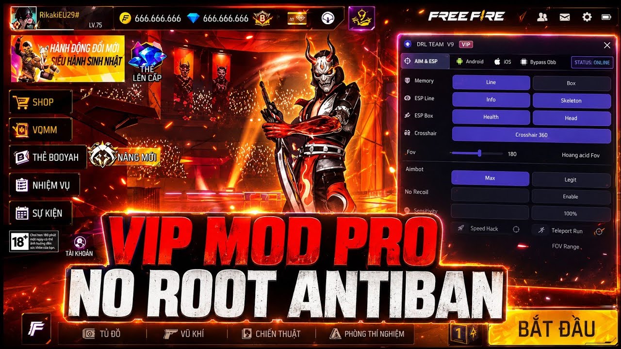 HACK FF OB54| MENU VIP MOD PRO NO ROOT ANTIBAN CỰC B&Aacute;!