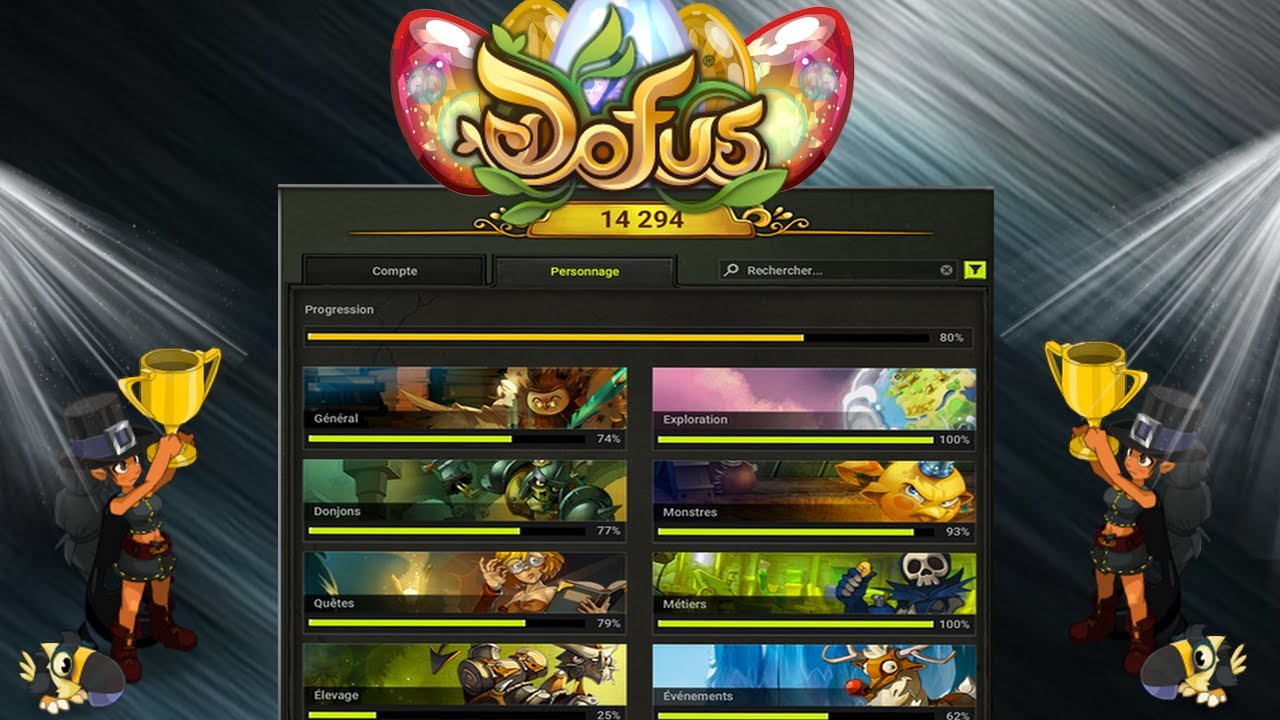 MON PARCOURS SUR DOFUS ( 1.29, 14000 succ&eacute;s ect... )