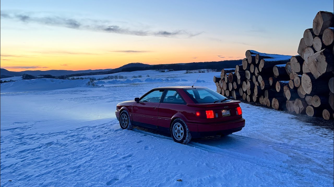 Audi Coupe Quattro Diff Lock Snow Launches Test. 